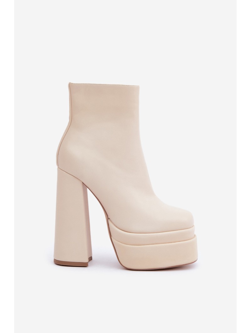 Boots On Massive Platform And Heel Insulated Light Beige Selahra