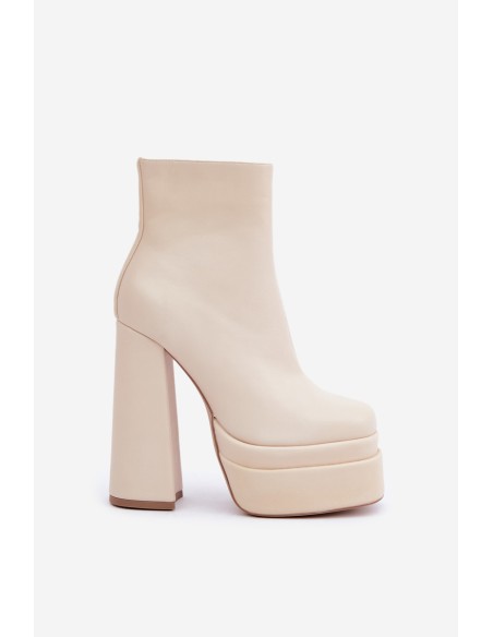 Boots On Massive Platform And Heel Insulated Light Beige Selahra