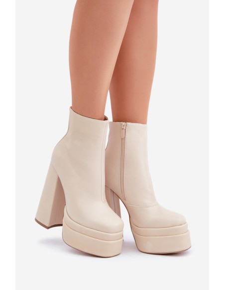 Boots On Massive Platform And Heel Insulated Light Beige Selahra