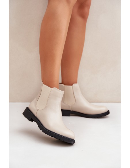 Women's ankle boots with flat heel beige Selanna