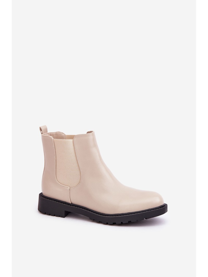 Women's ankle boots with flat heel beige Selanna