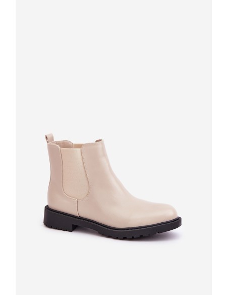 Women's ankle boots with flat heel beige Selanna