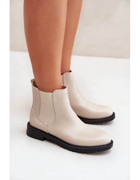 Women's ankle boots with flat heel beige Selanna
