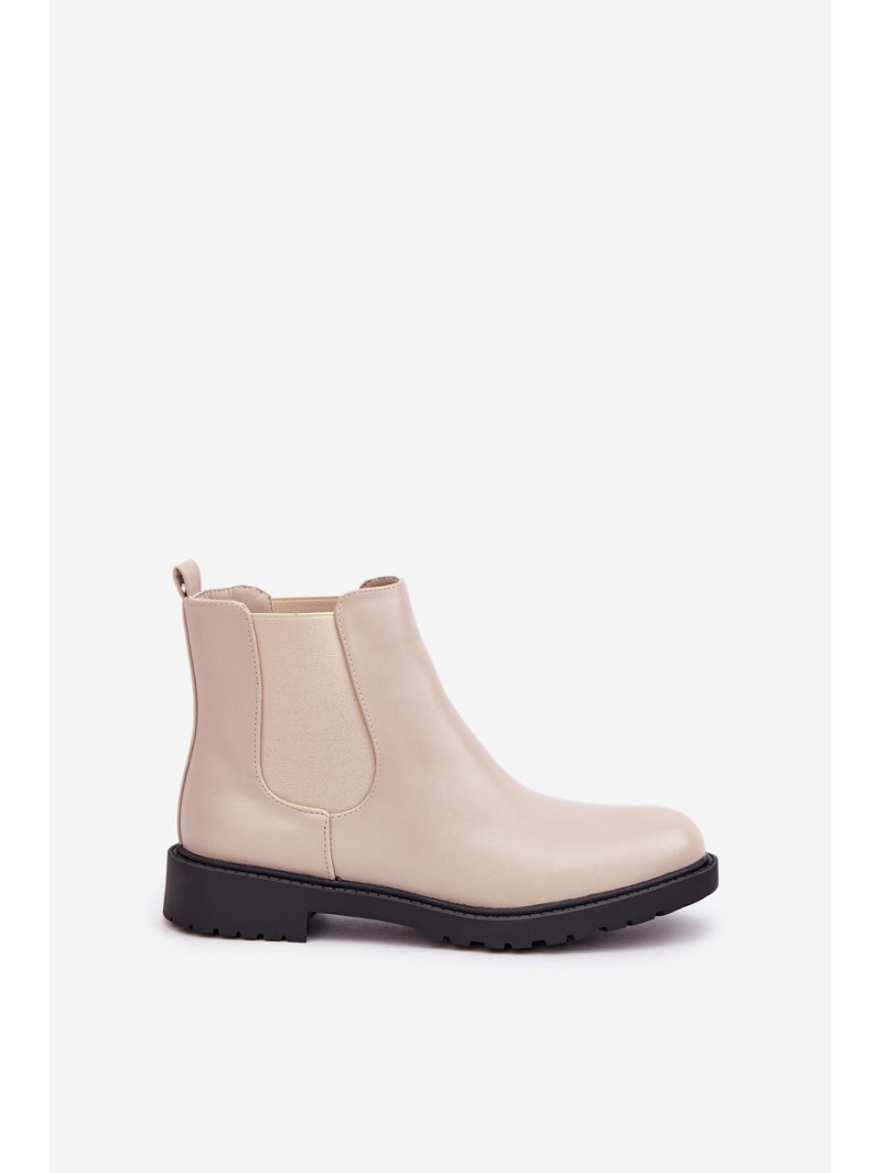 Women's ankle boots with flat heel beige Selanna