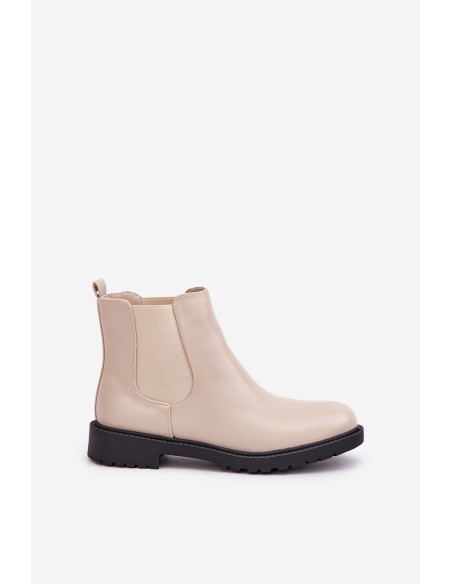 Women's ankle boots with flat heel beige Selanna