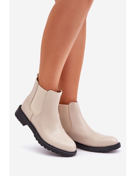 Women's ankle boots with flat heel beige Selanna
