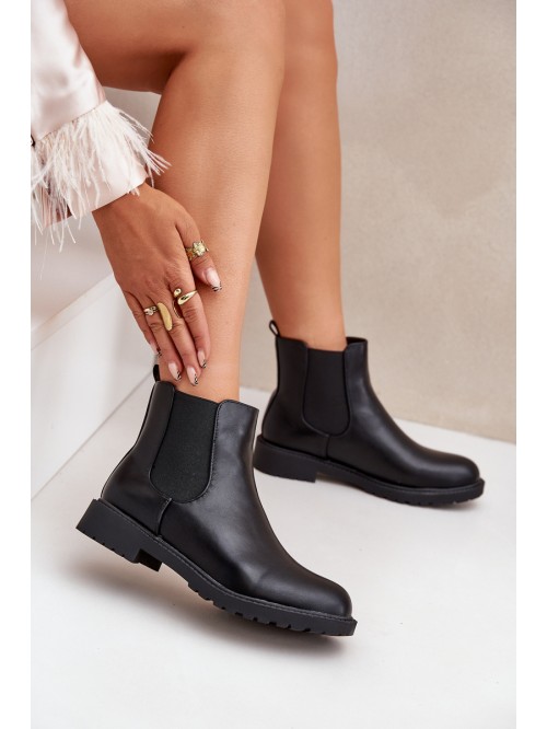 Women's Ankle Boots With Flat Heel Black Selanna