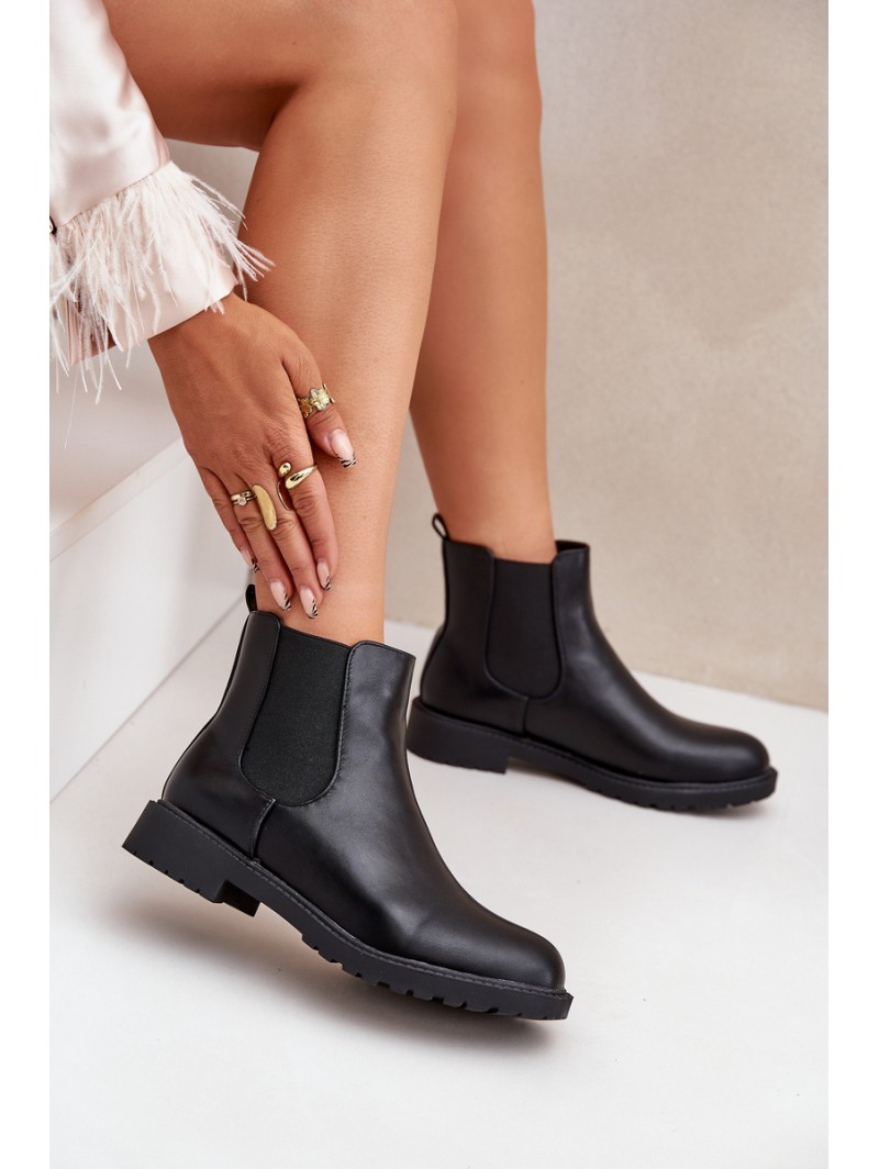 Women's Ankle Boots With Flat Heel Black Selanna