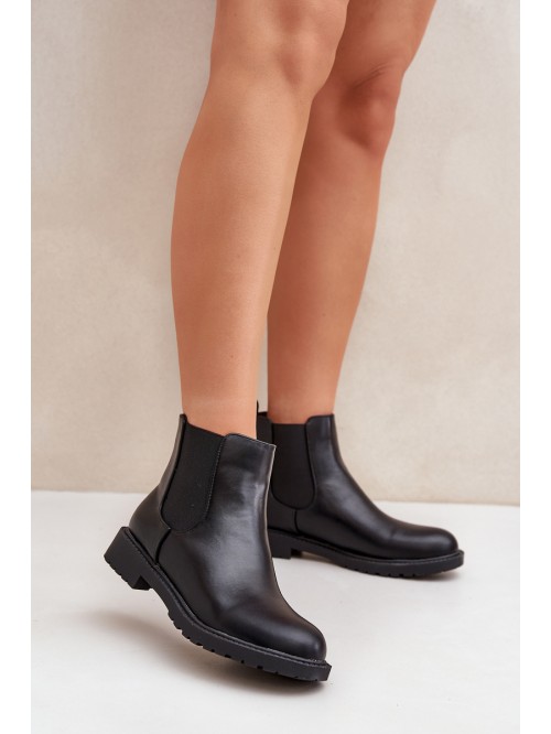 Women's Ankle Boots With Flat Heel Black Selanna 2