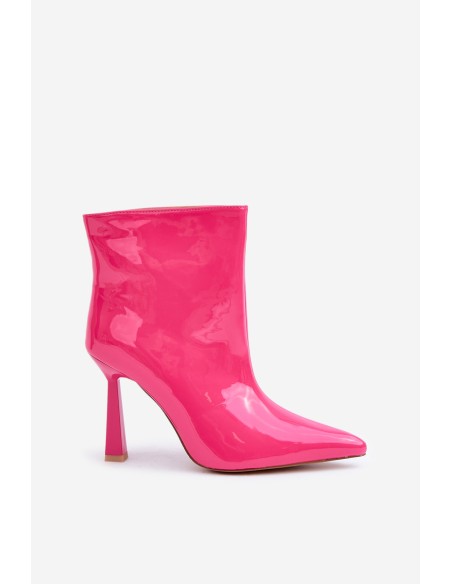 Patent Ankle Boots Pointed Slip-On Fuchsia Seliri