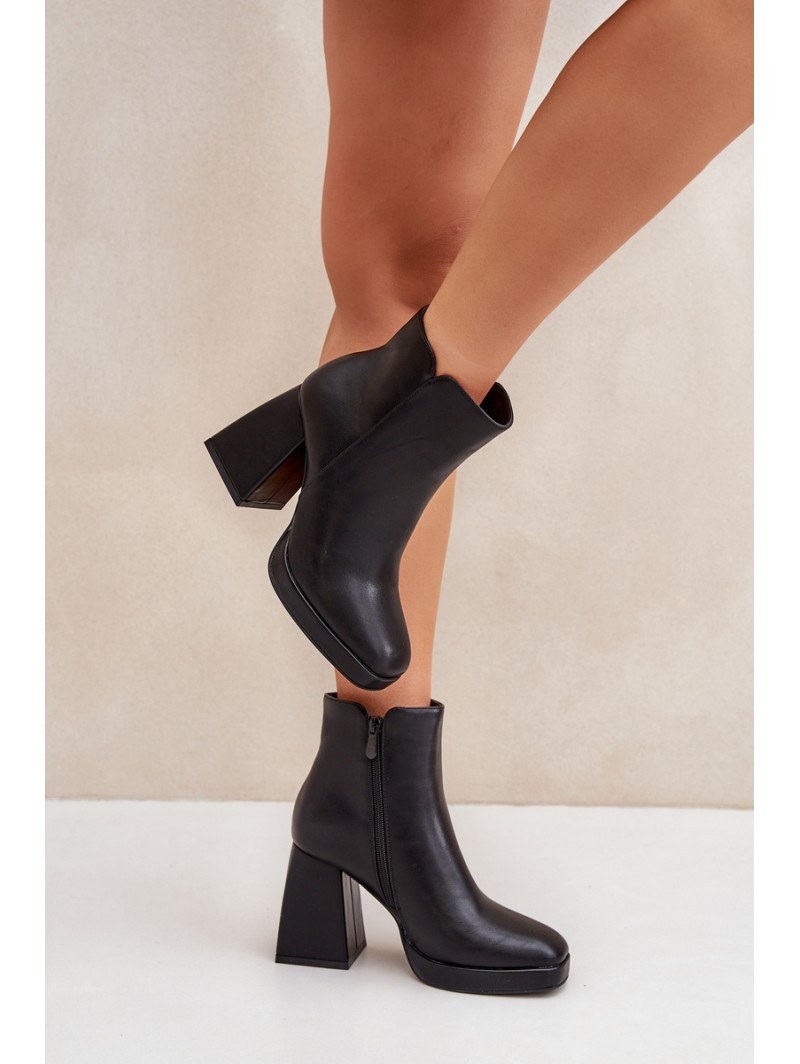 High Heeled Boots Eco Leather Black Selarae