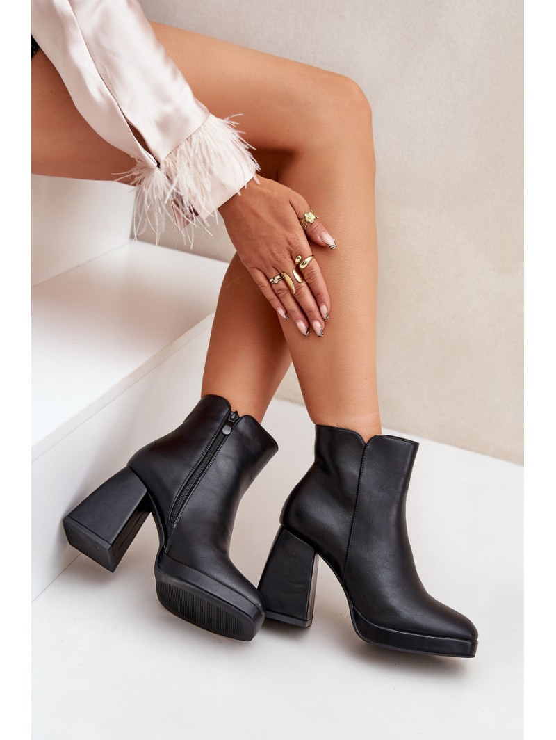 High Heeled Boots Eco Leather Black Selarae