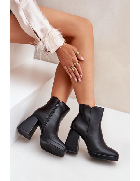High Heeled Boots Eco Leather Black Selarae