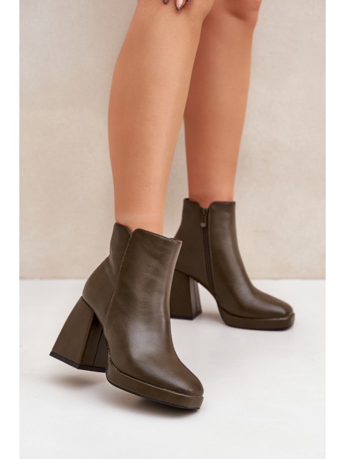 High Heel Block Heels Eco Leather Dark Green Selarae 2