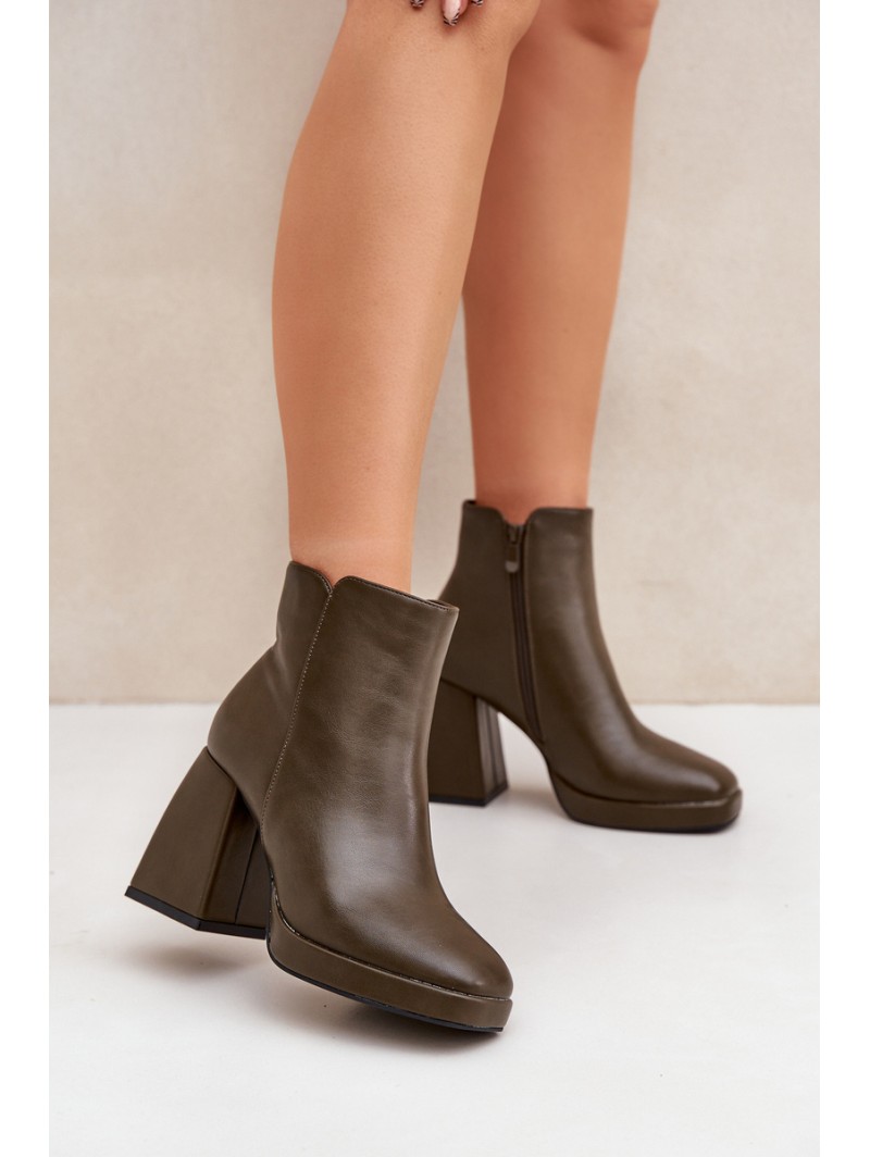 High Heel Block Heels Eco Leather Dark Green Selarae