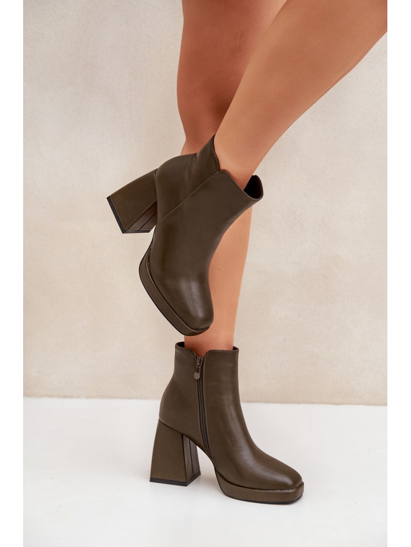 High Heel Block Heels Eco Leather Dark Green Selarae