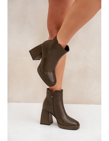 High Heel Block Heels Eco Leather Dark Green Selarae