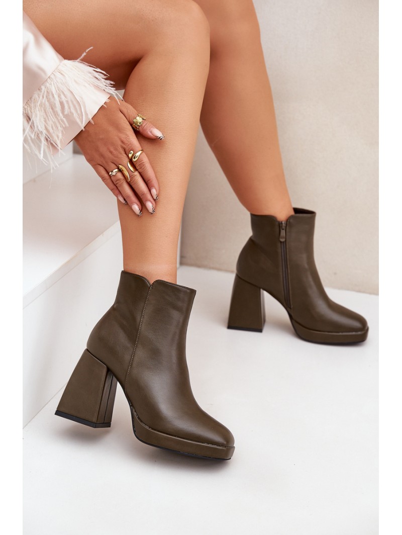 High Heel Block Heels Eco Leather Dark Green Selarae