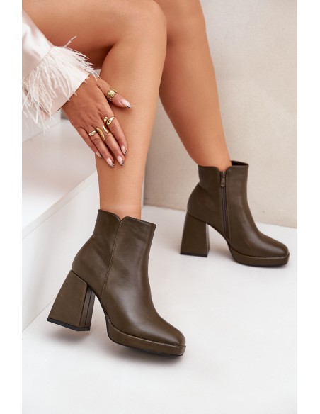 High Heel Block Heels Eco Leather Dark Green Selarae