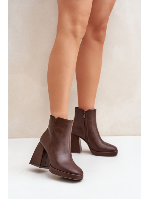 High Heel Booties Eco Leather Dark Brown Selarae 2
