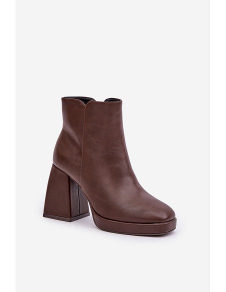 High Heel Booties Eco Leather Dark Brown Selarae