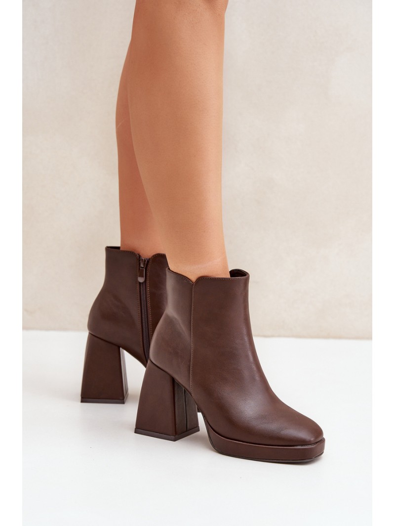 High Heel Booties Eco Leather Dark Brown Selarae