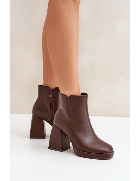 High Heel Booties Eco Leather Dark Brown Selarae