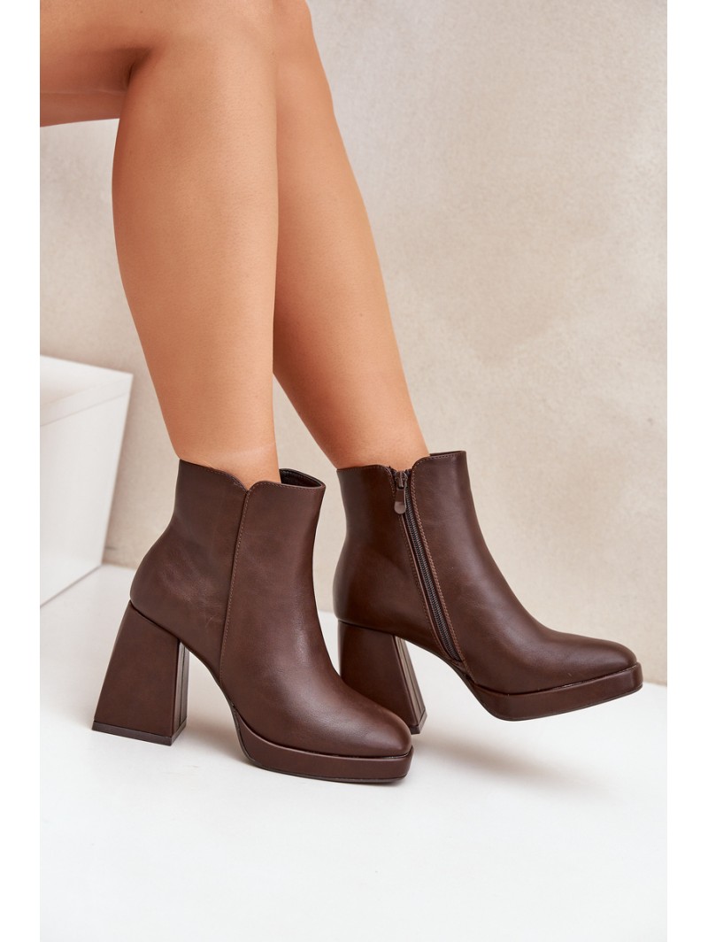High Heel Booties Eco Leather Dark Brown Selarae
