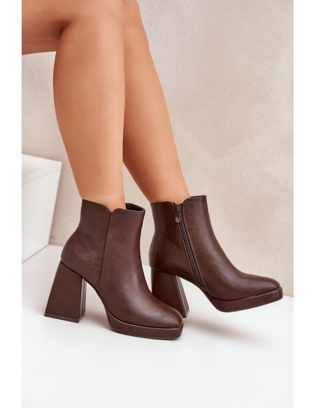 High Heel Booties Eco Leather Dark Brown Selarae