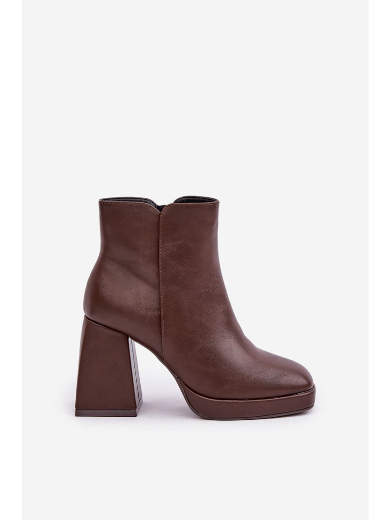 High Heel Booties Eco Leather Dark Brown Selarae