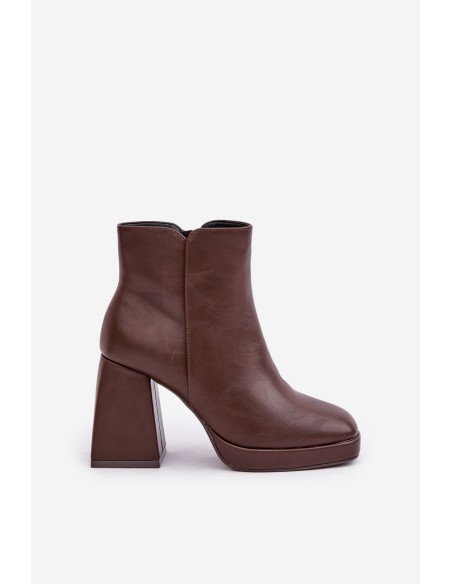 High Heel Booties Eco Leather Dark Brown Selarae