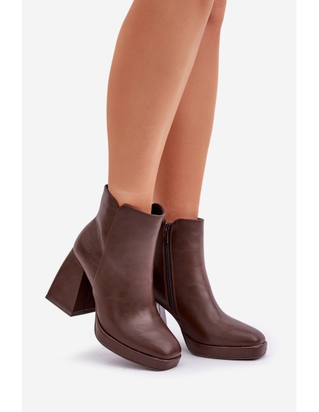 High Heel Booties Eco Leather Dark Brown Selarae