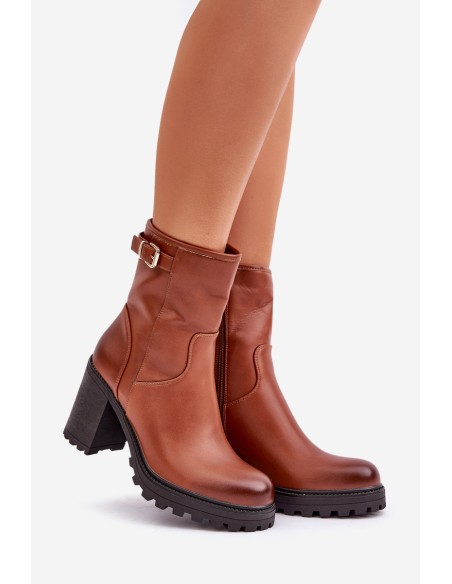 Insulated ankle boots with buckle brown Selavia