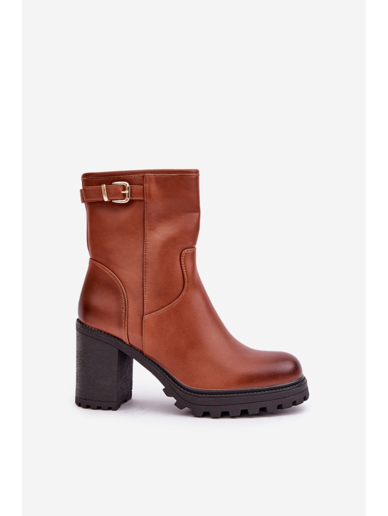 Insulated ankle boots with buckle brown Selavia