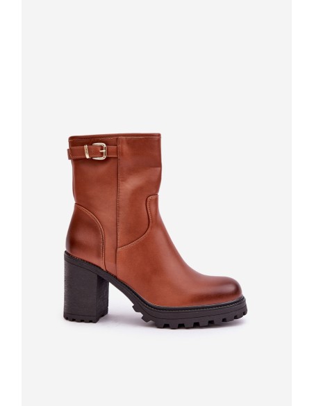Insulated ankle boots with buckle brown Selavia