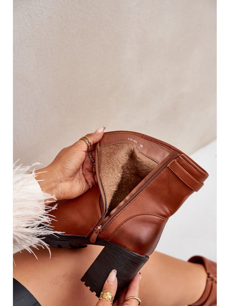 Insulated ankle boots with buckle brown Selavia
