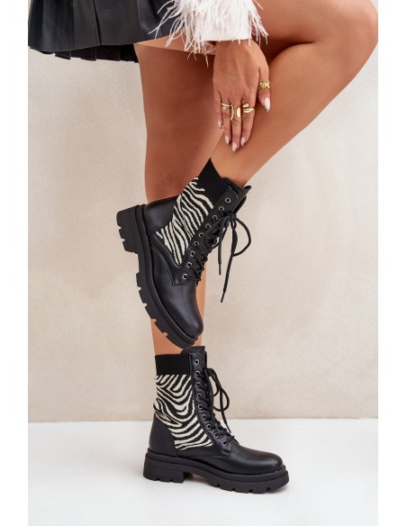 Women s Work Boots With Sock Zebra Black Raviri