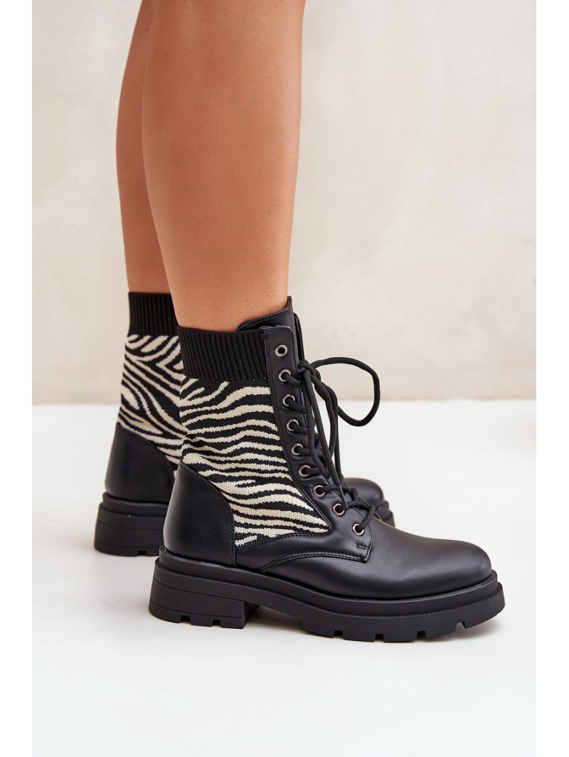 Women s Work Boots With Sock Zebra Black Raviri