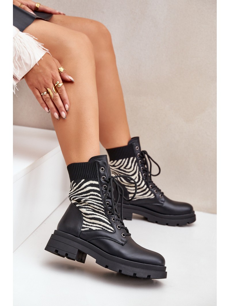 Women s Work Boots With Sock Zebra Black Raviri