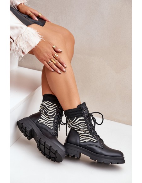 Women s Work Boots With Sock Zebra Black Raviri