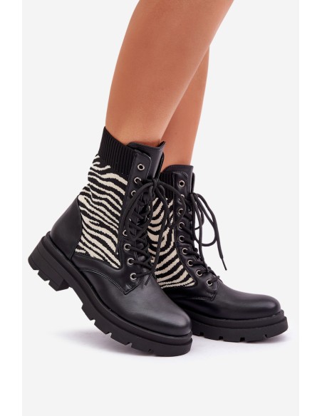 Women s Work Boots With Sock Zebra Black Raviri