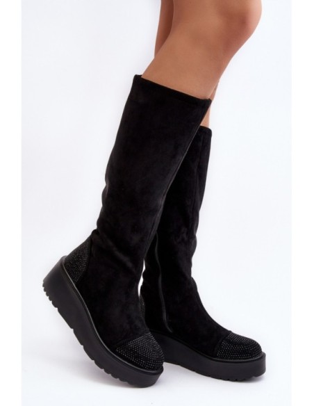 Women's Suede Platform Boots SBarski HY53-8 Black