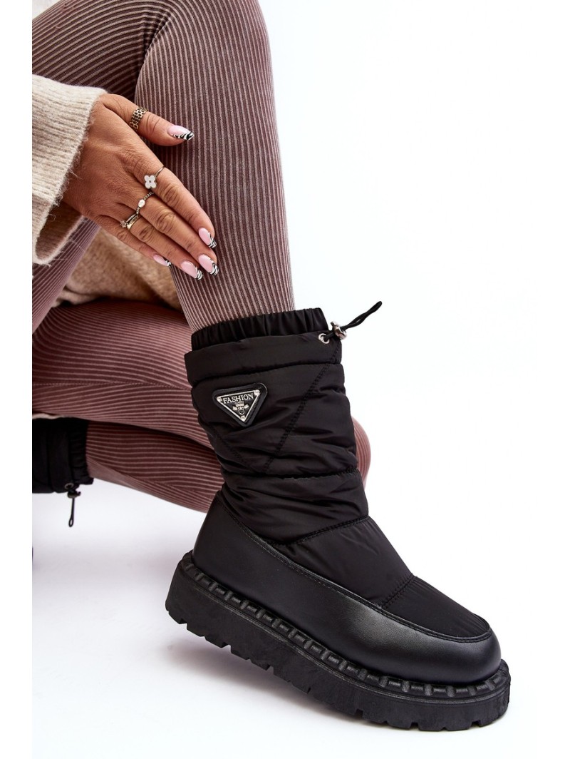 Women's snow boots with thick sole black Lureta