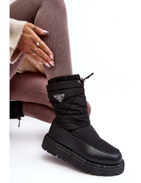 Women's snow boots with thick sole black Lureta