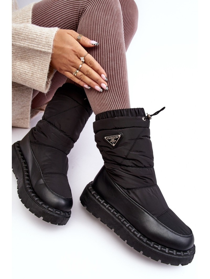 Women's snow boots with thick sole black Lureta