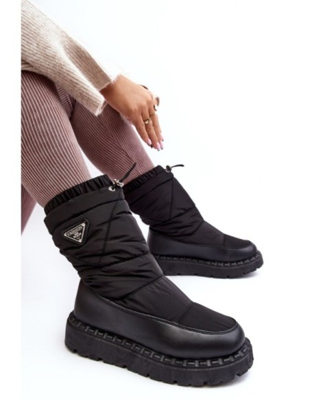 Women's snow boots with thick sole black Lureta