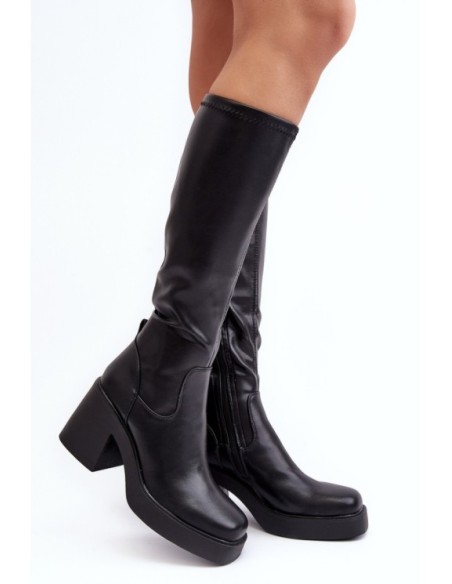 Women's Over-the-Knee Boots on Massive Heel D&A SN622-10 Black