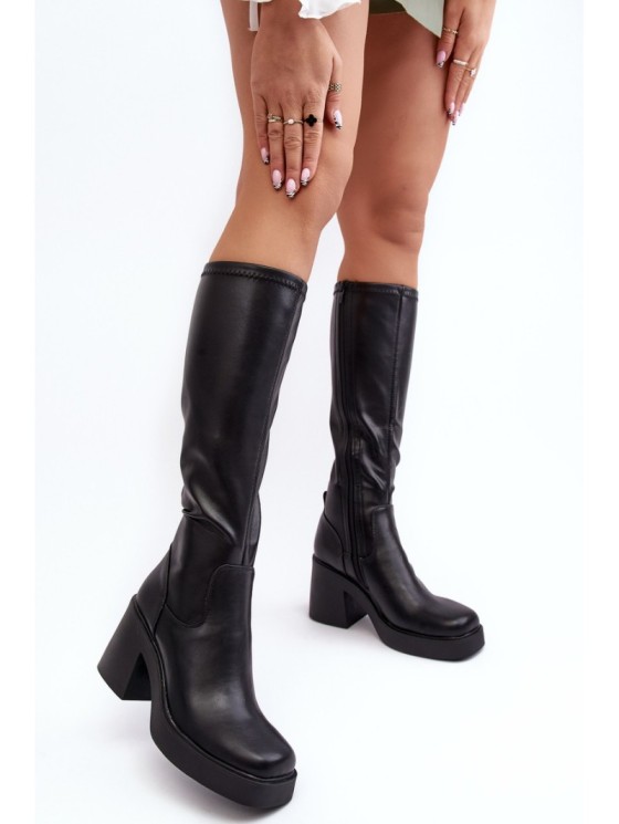 Women's Over-the-Knee Boots on Massive Heel D&A SN622-10 Black