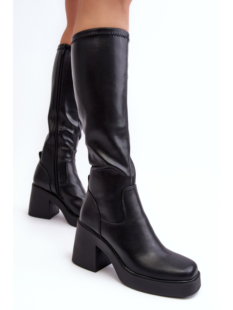 Women's Over-the-Knee Boots on Massive Heel D&A SN622-10 Black