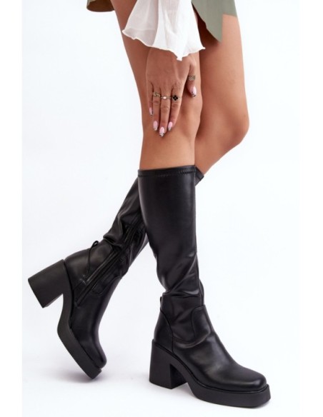 Women's Over-the-Knee Boots on Massive Heel D&A SN622-10 Black